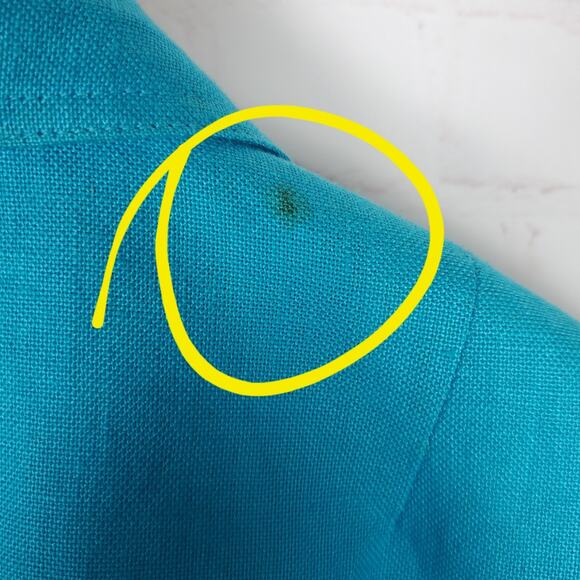 Talbots Irish Linen 3 Button Blazer Womens 10P Petite Blue Lined READ DESCRIPTIO - Picture 2 of 13